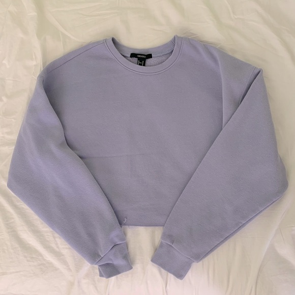 Forever 21 Lavender Crop Sweater and Fleece Inside - Picture 1 of 8